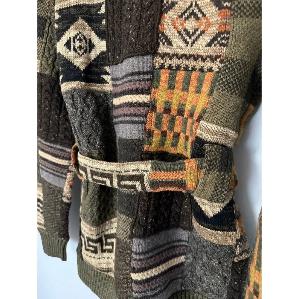 NWT RRL Double RL Patchwork Ranch Cardigan Shawl Collar Belted Wool Blend Mens S